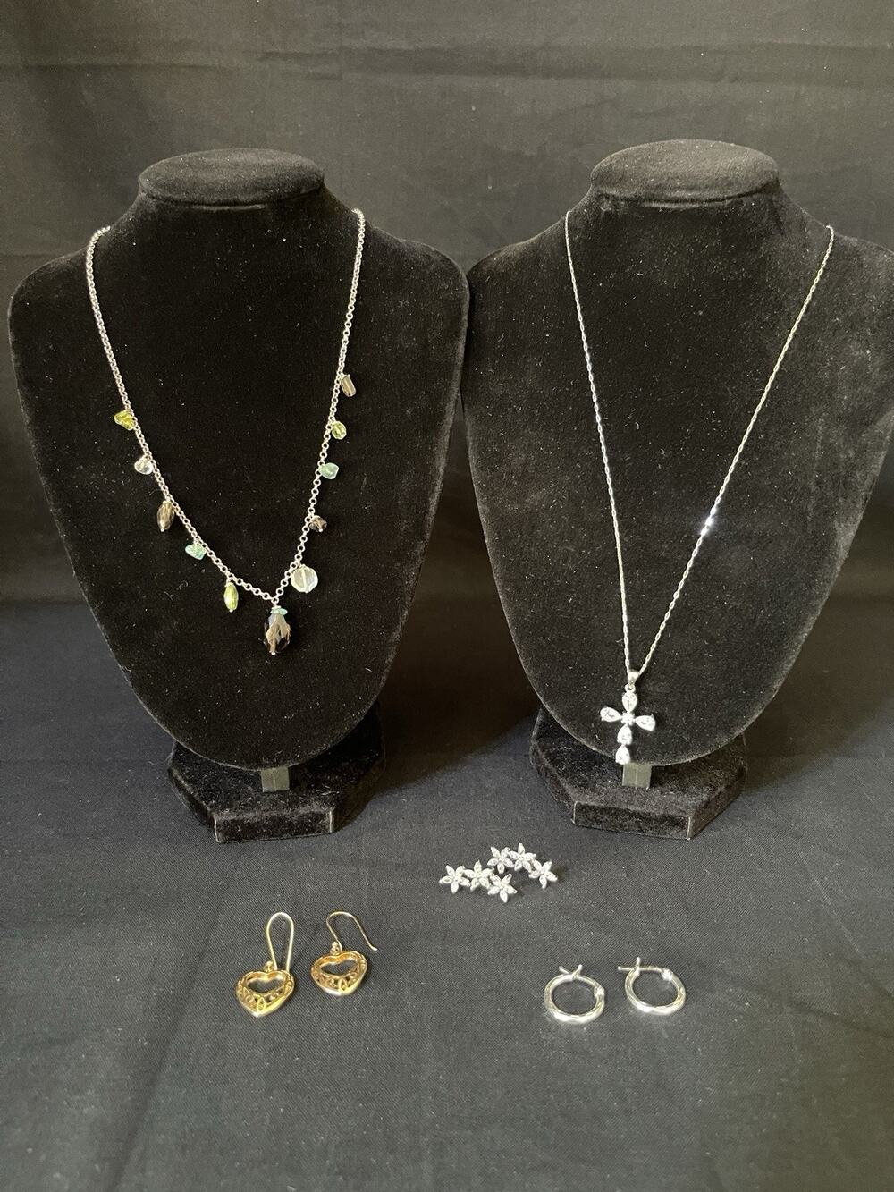 Sterling Silver 925 Stamped Lot Of 5 Jewelry Lot Wearable Necklace Earring Cross